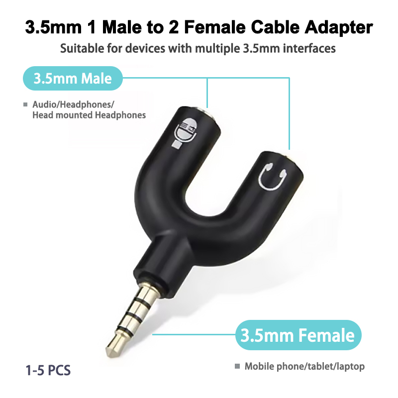 Earphone Splitter Jack - Rozdzielacz słuchawkowy 3,5 mm adapter mikrofonu